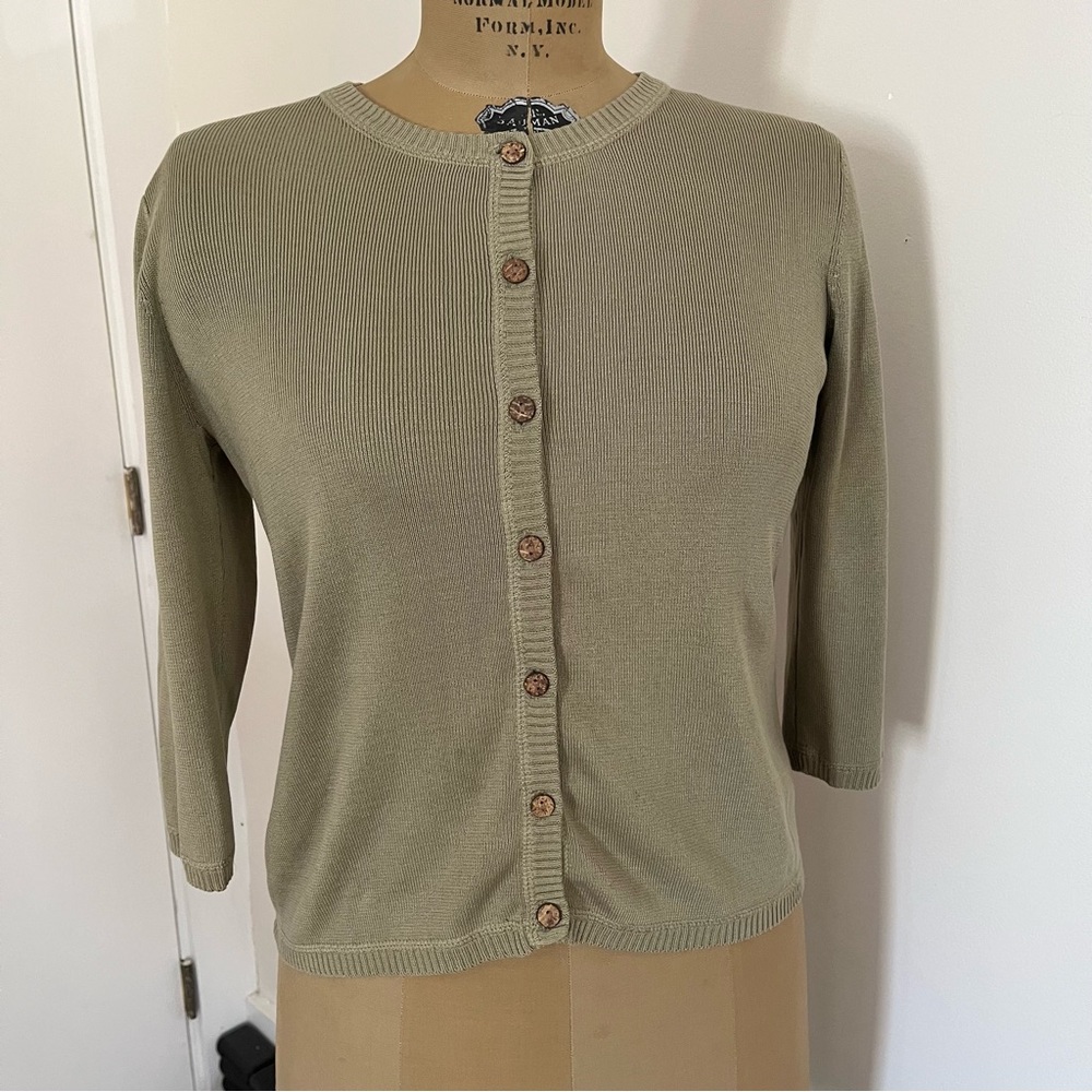 Vintage Rum Runner 3/4 Sleeve Button Front Crewneck Cardigan